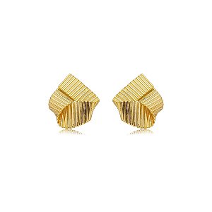 Brinco Elaine Palma metal torcido ouro semijoia