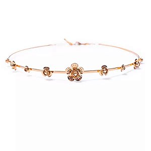Colar choker aro flores ouro semijoia