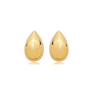 Brinco gota lisa ouro semijoia BZ21386AU