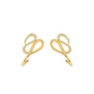 Brinco serpente zircônia ouro semijoia BZ21868AU