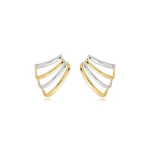 Brinco aros ouro e ródio semijoia BZ21305AU