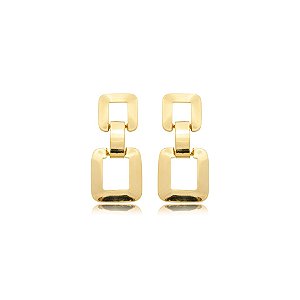 Brinco elos quadrados ouro semijoia BZ21836AU