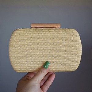 Clutch palha bege natural