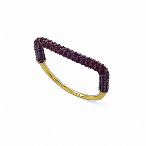 Anel reto zircônia pink ouro semijoia