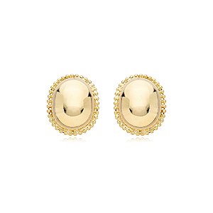 Brinco botão oval g ouro semijoia