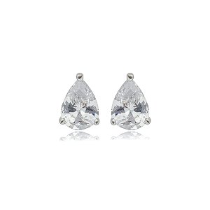 Brinco gota zircônia ródio semijoia 015404