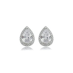 Brinco gota zircônia ródio semijoia 019021