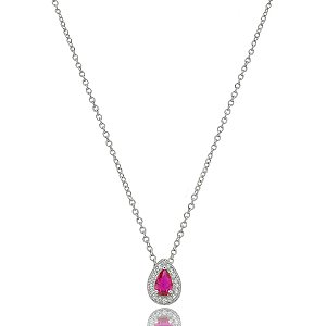 Colar gota zircônia rubi ródio semijoia 019358