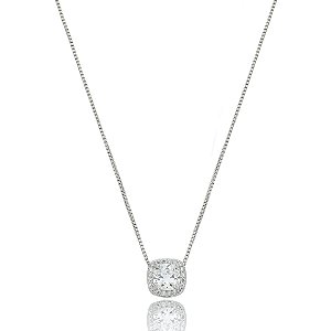 Colar quadrado zircônia ródio semijoia 022366