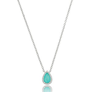 Colar gota cristal fusion turmalina colombiana ródio semijoia 017507
