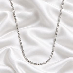 Colar Choker Riviera Zircônia Ródio Semijoia 022711