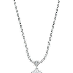 Colar curto gota zircônia ródio semijoia 020338