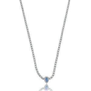 Colar curto gota zircônia tanzanita ródio semijoia 020337