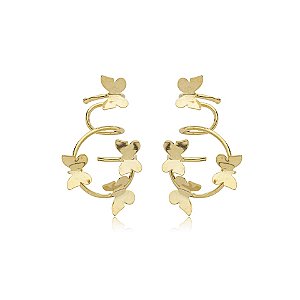 Brinco ear cuff borboletas ouro semijoia