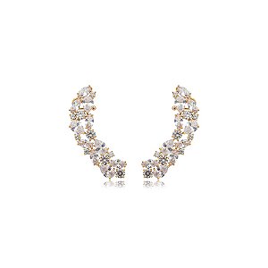 Brinco ear cuff zircônia ouro semijoia 23K10055