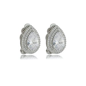 Brinco pressão gota zircônia ródio semijoia 18259