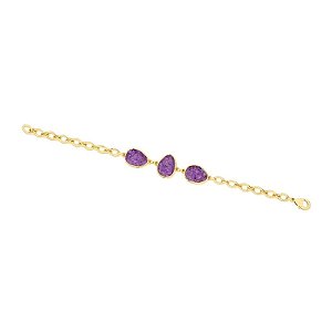Pulseira pedra natural ametista ouro semijoia