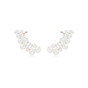 Brinco ear cuff pérolas ouro semijoia BA 5597