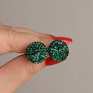 Brinco botão p Leticia Sarabia cristal verde emerald 6274
