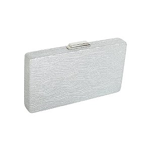 Clutch retangular tecido prata