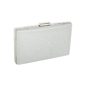 Clutch retangular tecido prata