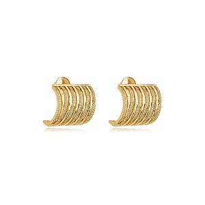 Brinco meia argola zircônia ouro semijoia BA 5664