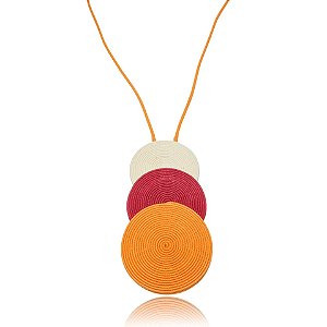 Colar Design Natural mandala fios de algodão tricolor CO 1434