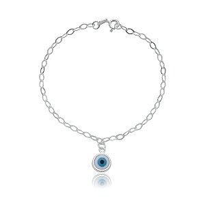 Pulseira corrente penduricalho olho grego prata 925