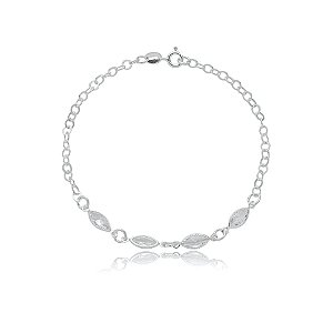 Pulseira corrente cristais navetes prata 925