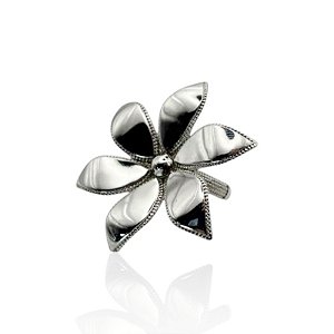 Anel flor ródio semijoia
