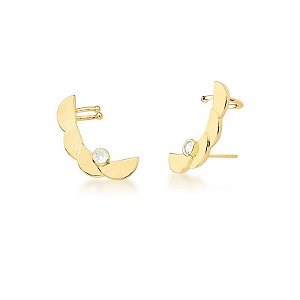 Brinco ear cuff cristal ouro semijoia