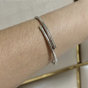 Pulseira mola snake ródio semijoia