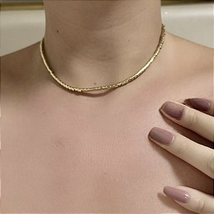 Colar choker canutilho ouro semijoia