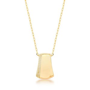 Colar corrente pingente liso zircônia ouro semijoia