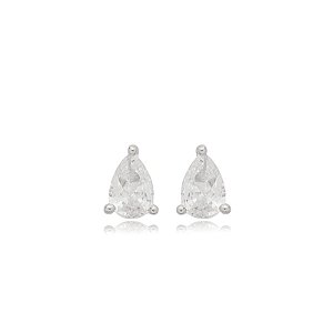 Brinco mini gota cristal prata 925