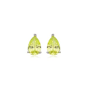 Brinco mini gota cristal amarelo prata 925