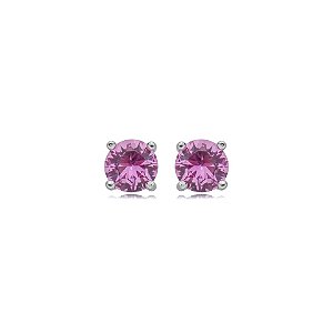 Brinco ponto de luz cristal rosa prata 925