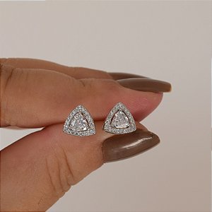 Brinco triangular zircônia prata 925