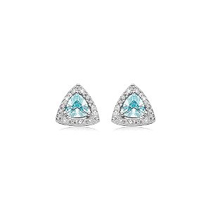 Brinco triangular zircônia azul claro prata 925