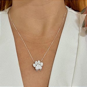 Pingente charm patinha zircônia prata 925