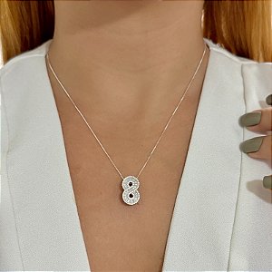 Pingente charm infinito zircônia prata 925