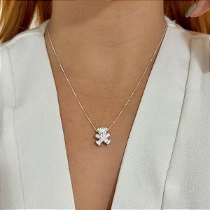 Pingente charm urso zircônia prata 925