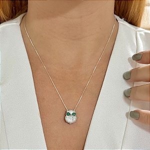 Pingente charm coruja zircônia prata 925