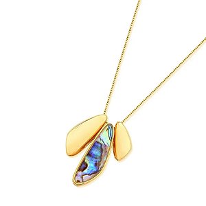 Colar pedra natural abalone ouro semijoia