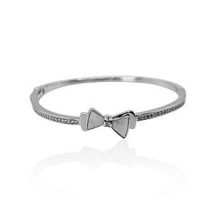 Bracelete laço madrepérola zircônia ródio semijoia S1496