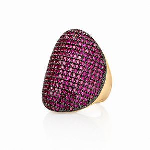 Anel Oval com Micro Zircônias Pink Cravejadas