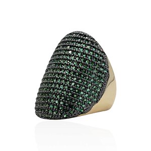 Anel oval zircônia verde ouro semijoia JZ-230819