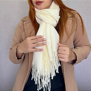 Pashimina xale lã creme