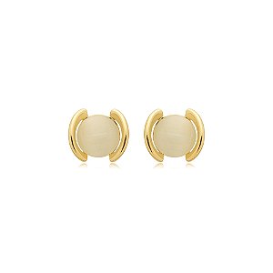 Brinco cristal olho de gato ouro semijoia
