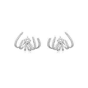 Brinco ear jacket garras zircônias ródio semijoia BA 5395